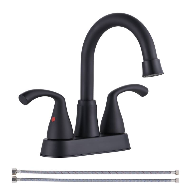 WOWOW 4 in. Centerset 2-Handles Deck Mount Bathroom Faucet - Matte Black