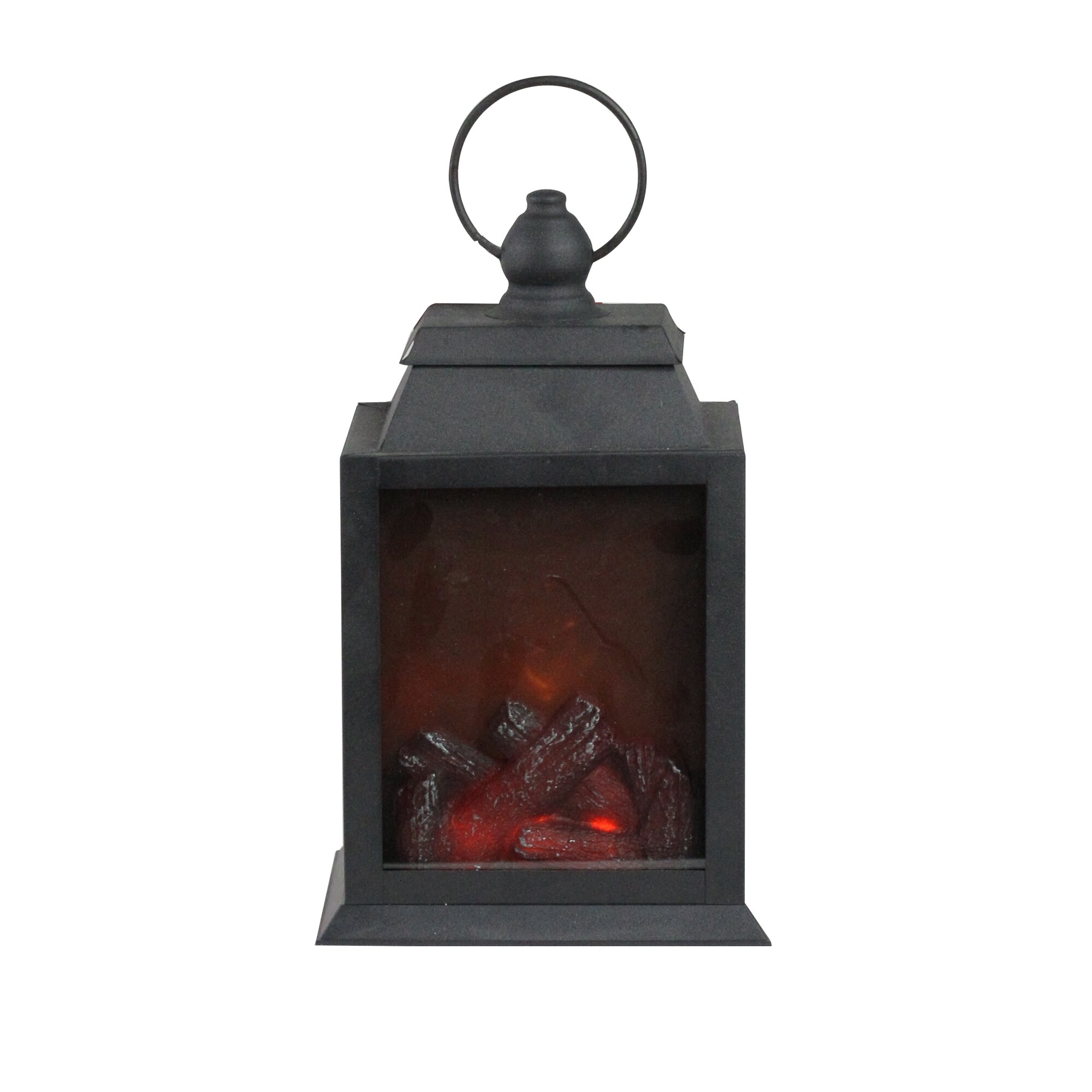 Shop 10 Led Lighted Black Lantern With Faux Fire Christmas
