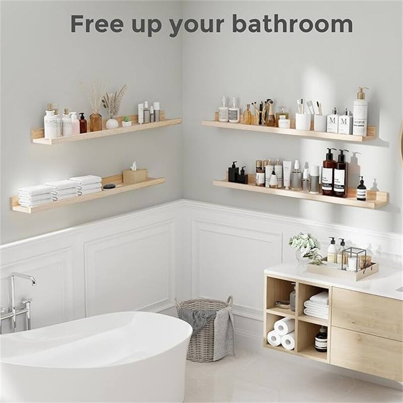 Wooden Picture Shelves for Wall with Ledge - 5.12"D x 36"W x 2.17"H