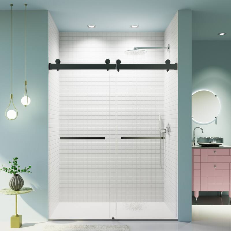56-60 inches W *76 inches H Frameless Double Sliding