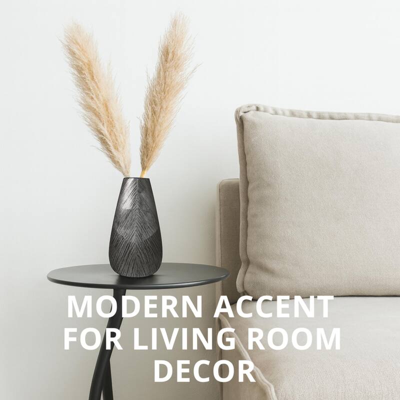 Large Arrowhead Silver Grey Textured Polyresin Vase Modern Decor