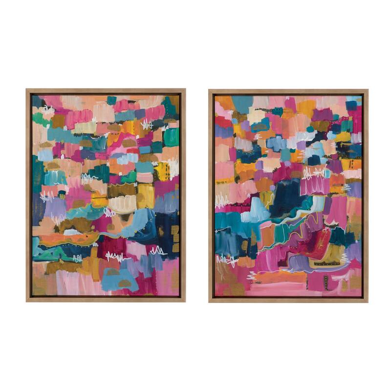 Kate and Laurel Sylvie Applause Framed Canvas Set by Leah Nadeau - 2 Piece Set 18x24 - Plastic - Gold