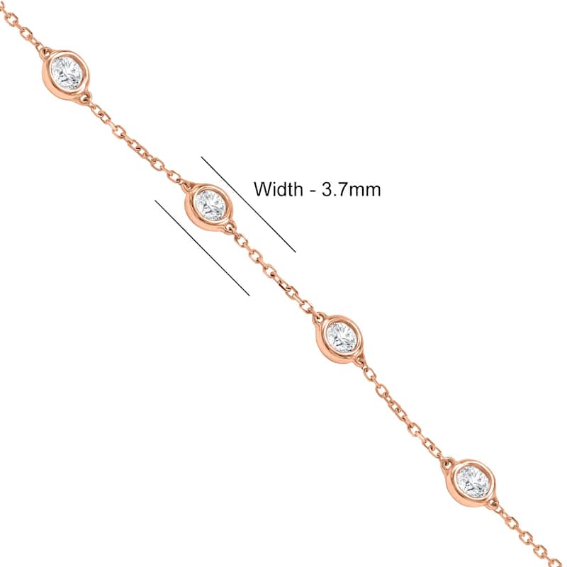 Marquee 3/4 Carat TW Bezel Set Genuine Diamond Station Bracelet in 14K Rose Gold