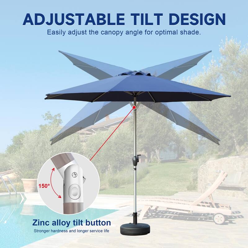 9FT Patio Umbrella,Outdoor Table Umbrella with Push Button Tilt and Crank,UV Protection Waterproof Market with 8 Sturdy Ribs