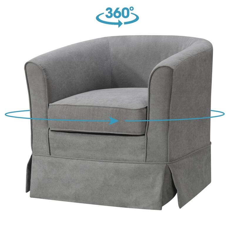 Woven Fabric Swivel Barrel Chair