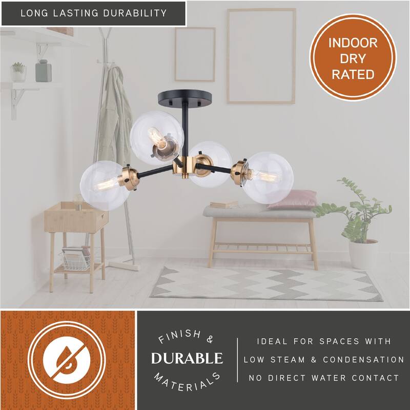 Orbit Sputnik Bronze Industrial Semi-flush Ceiling Light Fixture
