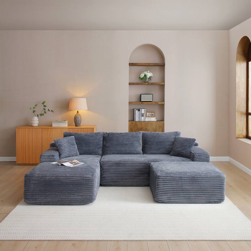 105'' Modular Sectional Sofa, Cloud Sectional Couch with Deep Seat - Grey