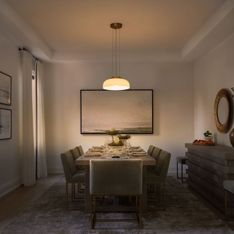 Single Light LED Pendant with Milky White Glass Shade Dimmable Modern