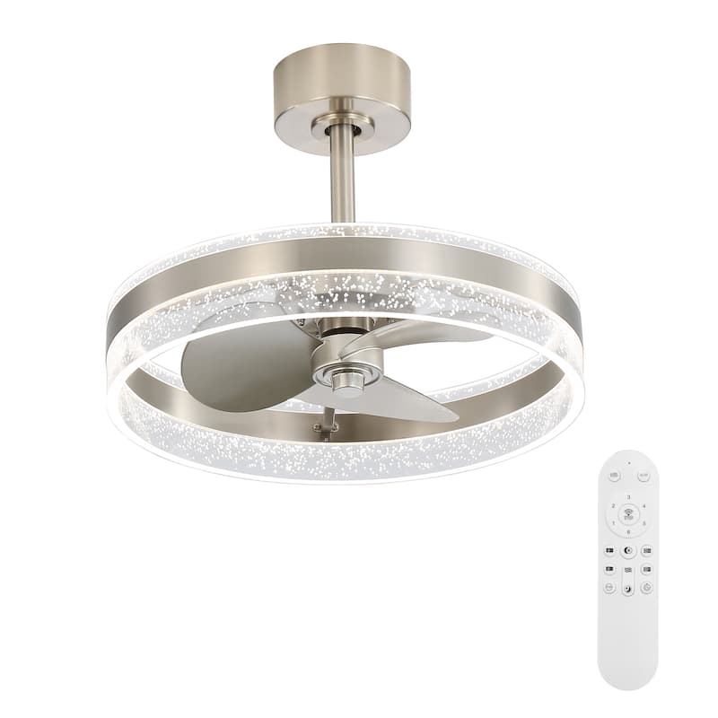 20-inch Ceiling Fan with Remote Control, Dimming and Reversible DC Motor - Nickel