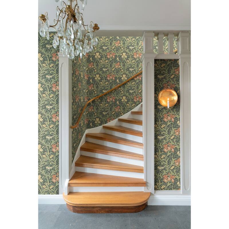 Iris Navy Wild Gardens Wallpaper