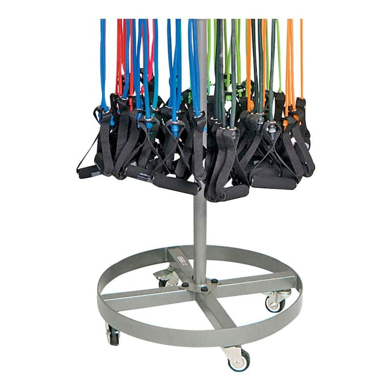 Power Systems Elite Rolling Standing Rack 28" x 74" - Holds 100 Resistance Tubes or 400 Jump Ropes - Medium - Stainless Steel