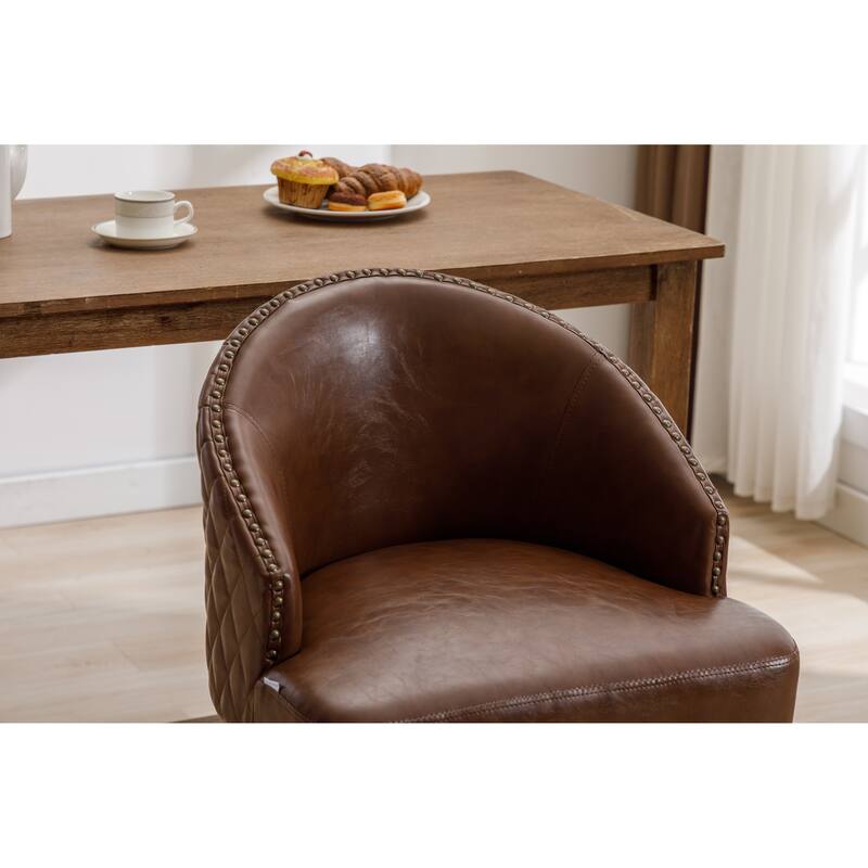 Rotating Bar Chair, Counter Height Bar Chair With Backrest, Leather Rotating Kitchen Stool, Set of 2