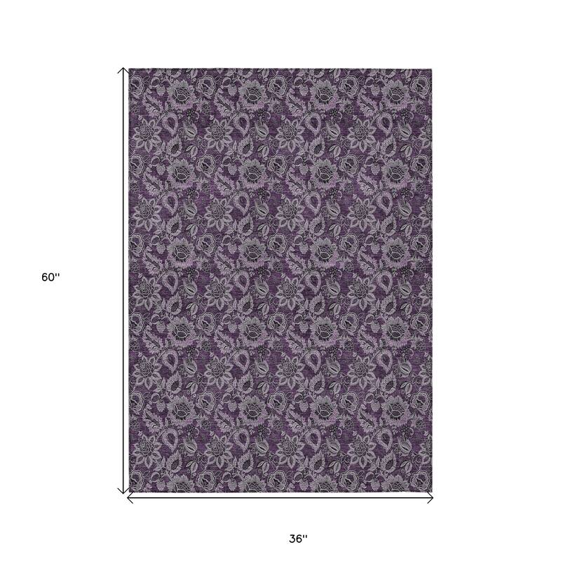 HomeRoots Floral Transitional Rectangle Outdoor Rug