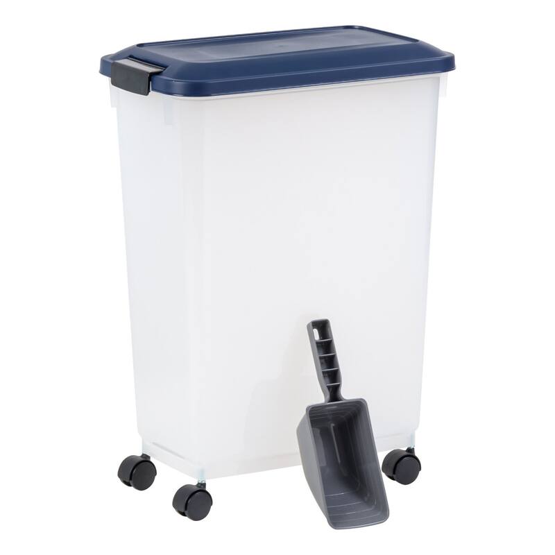Airtight Mobile Pet Food Storage with Removable Casters and Scoop - 35 LBS.