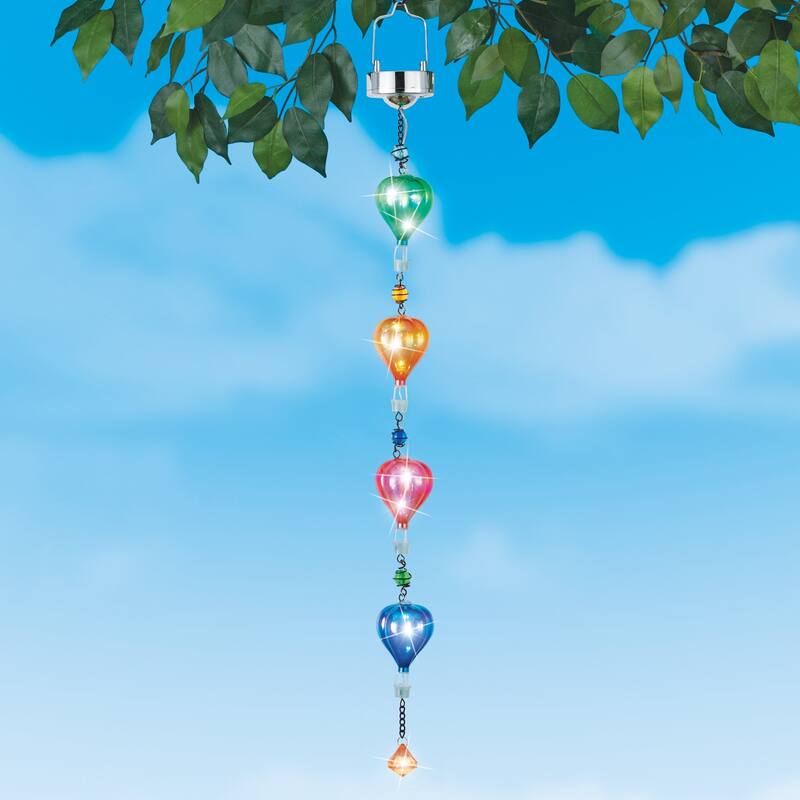 Solar Powered Colorful Hot Air Balloon Hanging Garden Mobile - 2.76 x 30.54 x 2.76 - Silver - Plastic