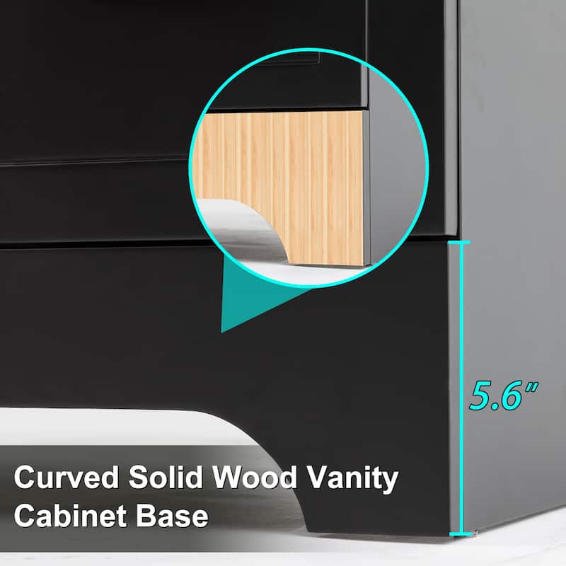 30"/36"/48" Single Bathroom Vanity Set with Drop in Sink Top with Wave Lines