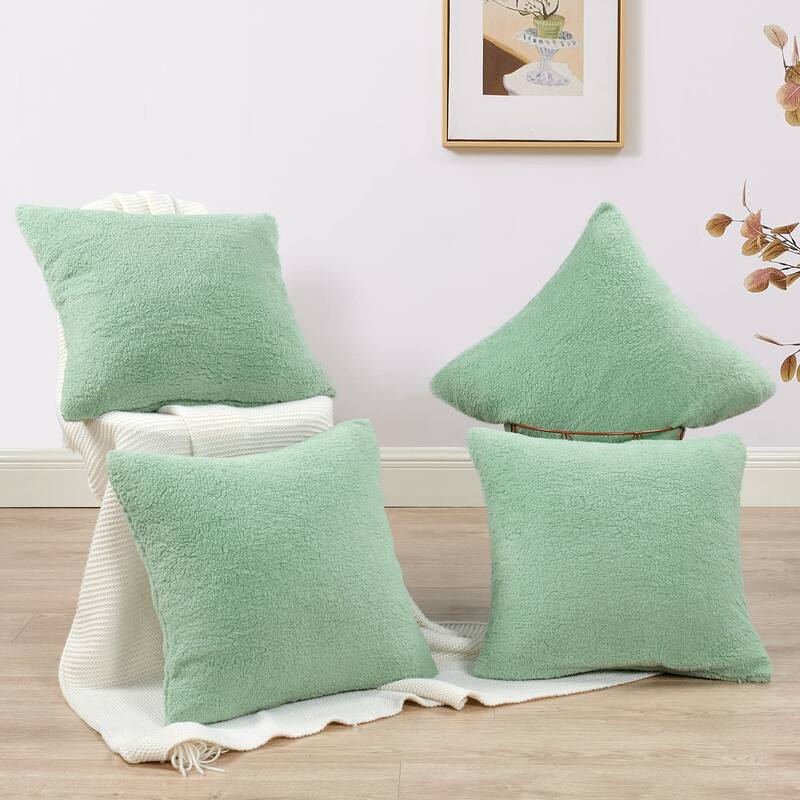 Accent Sherpa Pillow Cover Set of 4 20Inch x 20Inch, NO INSERT