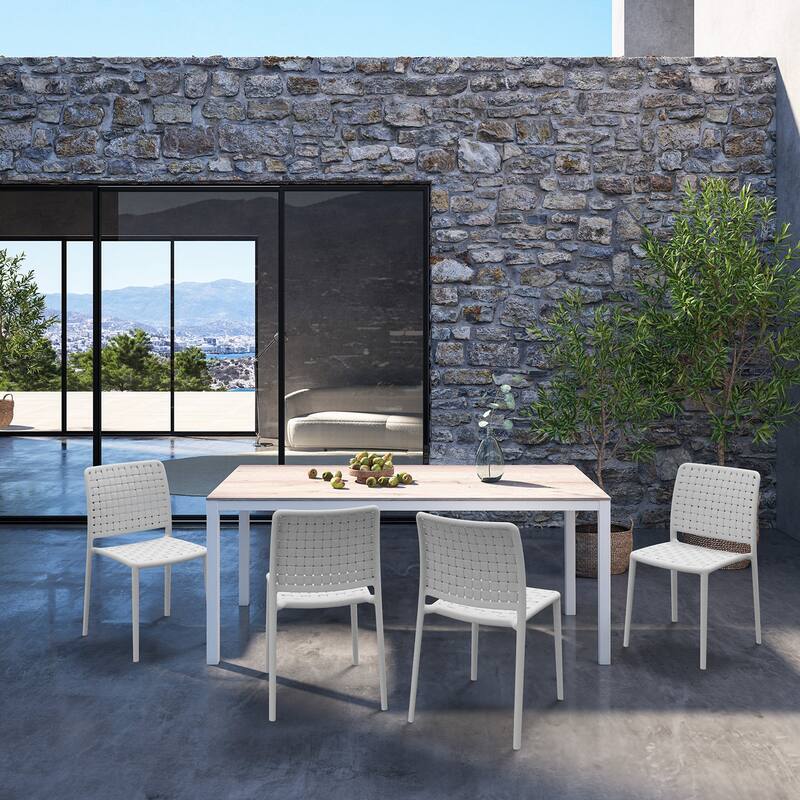 WRGHOME Modern Stacking Patio Dining Side Chair Indoor/Outdoor (Set of 2) - 33.18'' H X 18.50'' W X 21.85'' D