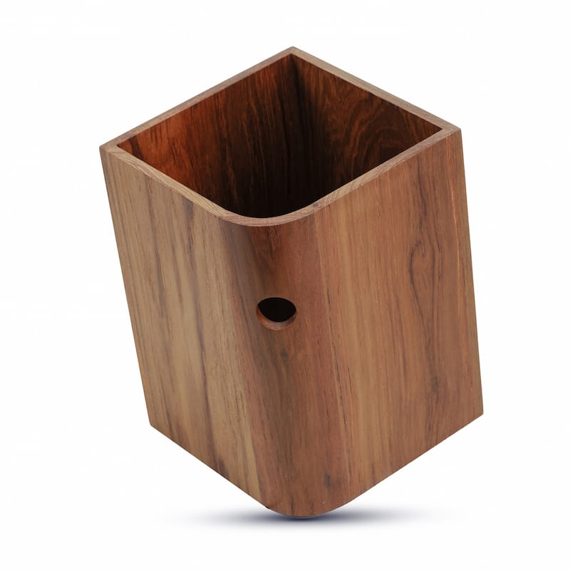 Designer Genuine Teak Waste Basket - 11" X 8" X 8"