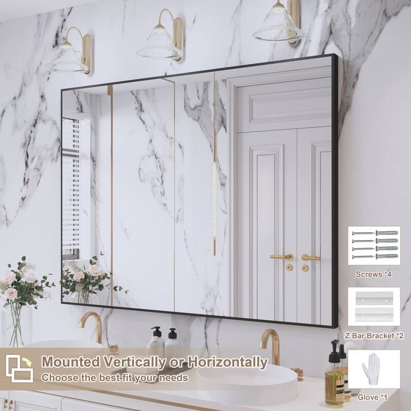 QuivaraView Wall Mounted Aluminum Frame Bathroom Vanity Mirror