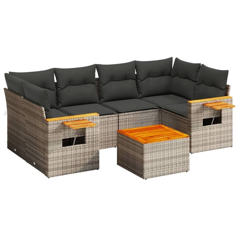 vidaXL Garden Sofa Set Grey PE rattan Large Adjustable Feet - 21.7 x 21.7 x 14.6