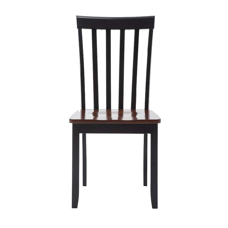 Wooden Seat Dining Chair with Slatted Backrest, Set of 2 - 20 H x 37.5 W x 17 L Inches