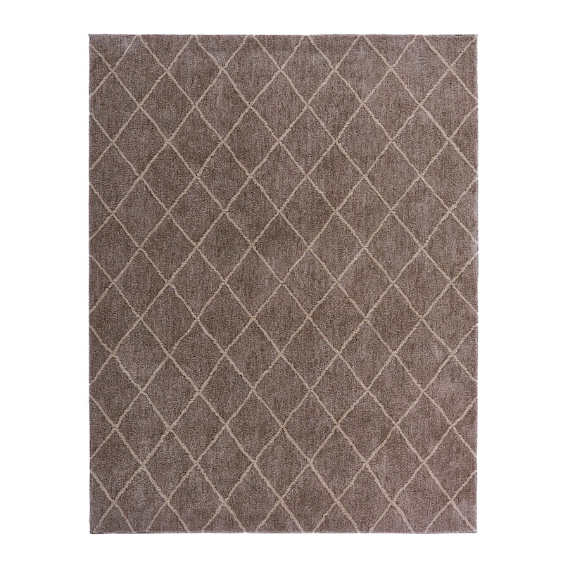 Gertmenain Soft Step Thick Plush Modern Shag Area Rug - 8' 11" x 12' - Trellis Taupe - Rectangle