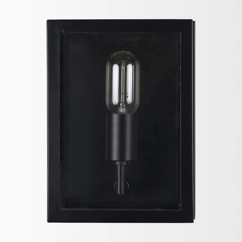 Cairn Matte Black Metal w/ Glass 1-Light Wall Sconce - 7.9L x 5.1W x 10.6H