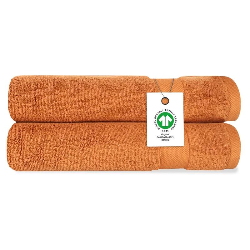 Delara Organic Cotton Luxuriously Plush Hand Towel Pack of 2 | GOTS & OEKO-TEX Certified | 650 GSM Long Staple -  GOTS & OEKO-TEX Certified | 650 GSM Long Staple|Burnt Caramel