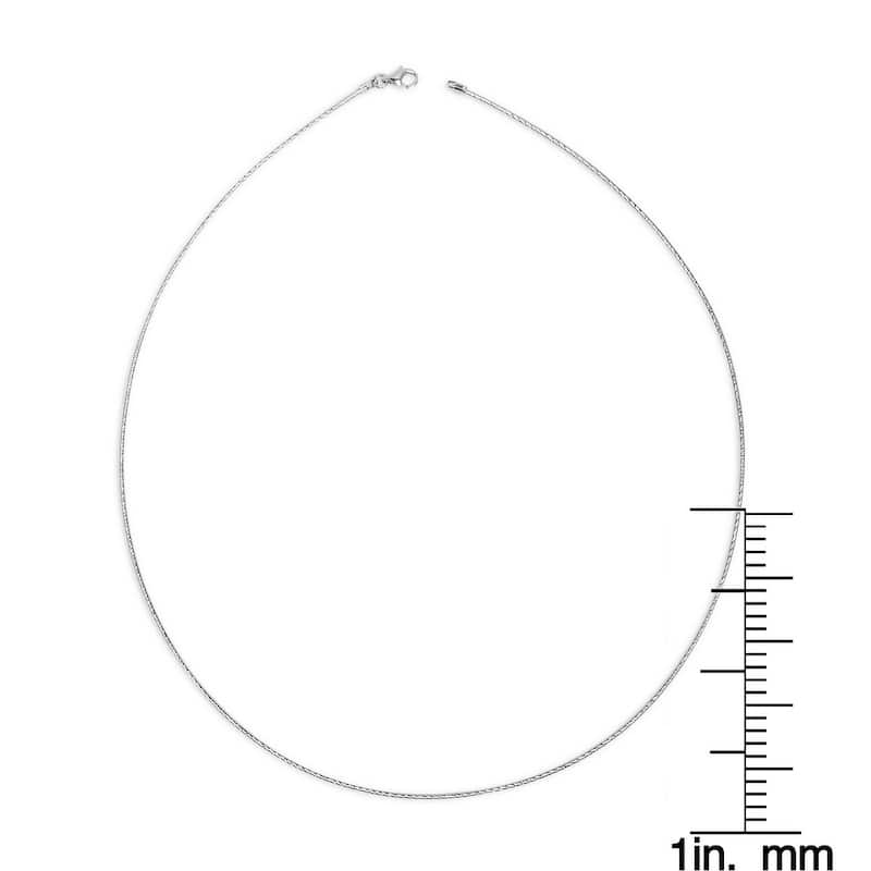 Italian Sterling Silver Round Diamond-cut 2mm Rhodium-plated Omega Necklace (16-20') - White
