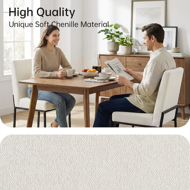 Mid Century Modern Dining Chair with Black Metal Legs