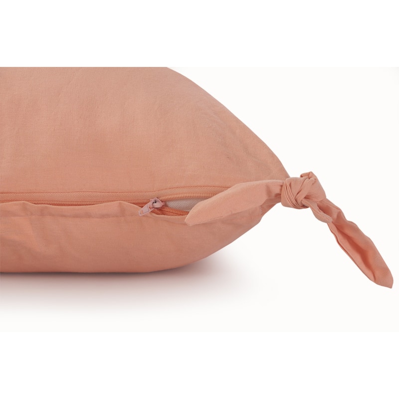 Sevita Solid Pink Corner Tie Throw Pillow