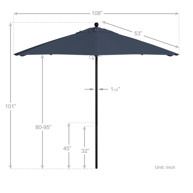 California Umbrella 9' Rd. Aluminum Frame, Fiberglass Rib Market Umbrella, Push Open, Bronze Finish, Pacifica Fabric