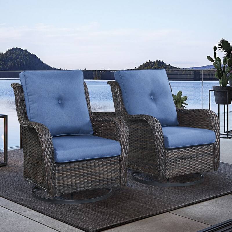Outdoor Swivel Rocker Patio Chairs with Table Set of 2