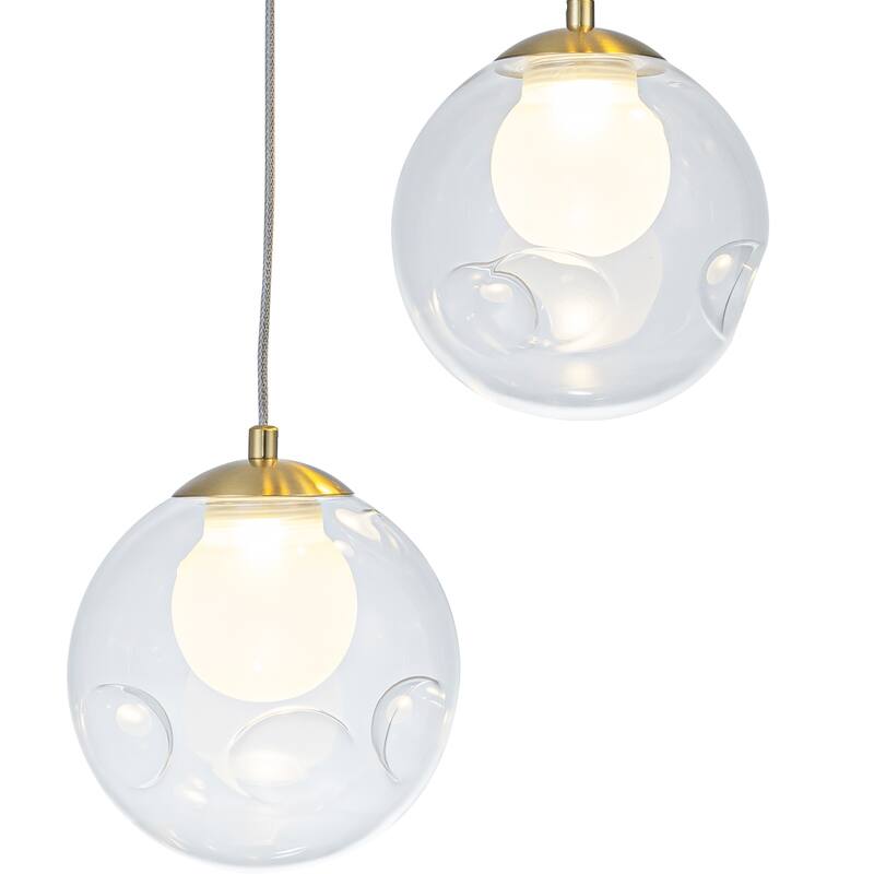 Modern Textured Glass Globe Pendant Light Frosted Shade Dining Room