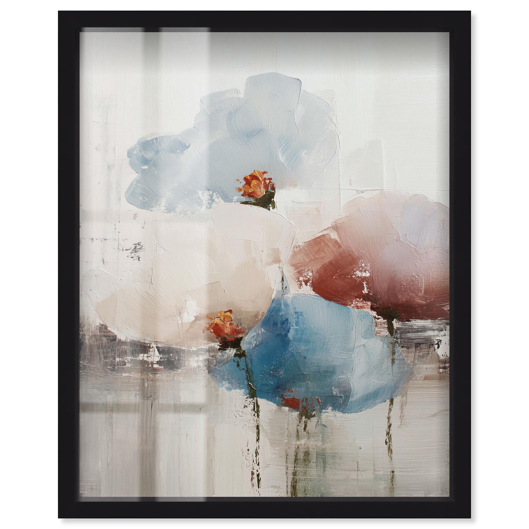 Cerulean and Rose Floral Decor Shadowbox Print by Art Remedy