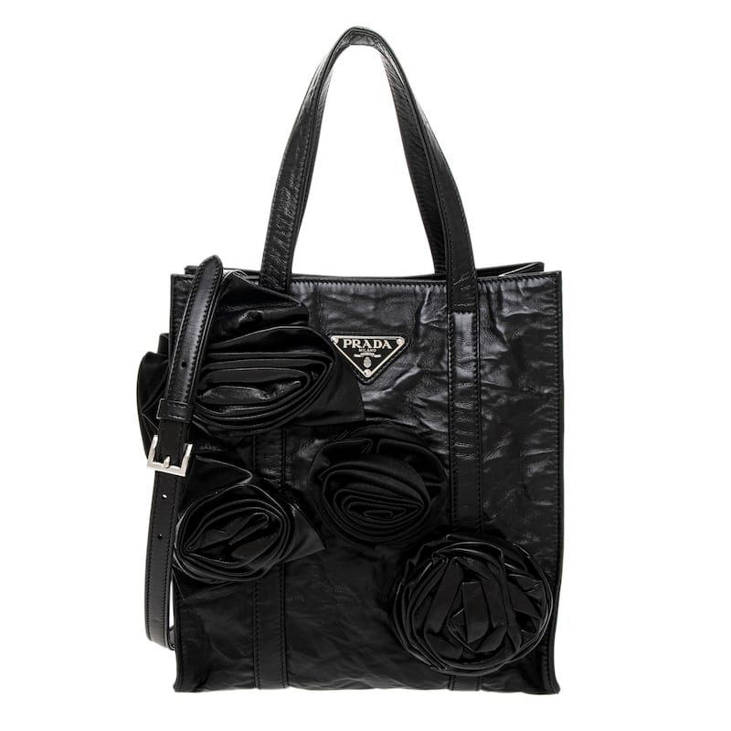 Prada Rosette Leather Tote - Black