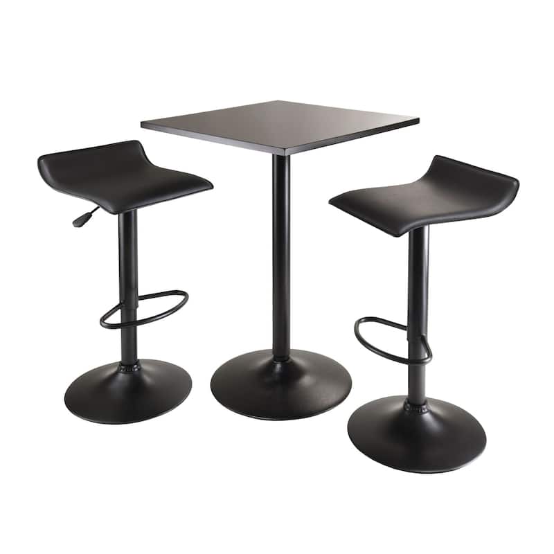 Set of 3 Black Contemporary Pub Table Set 34.5"