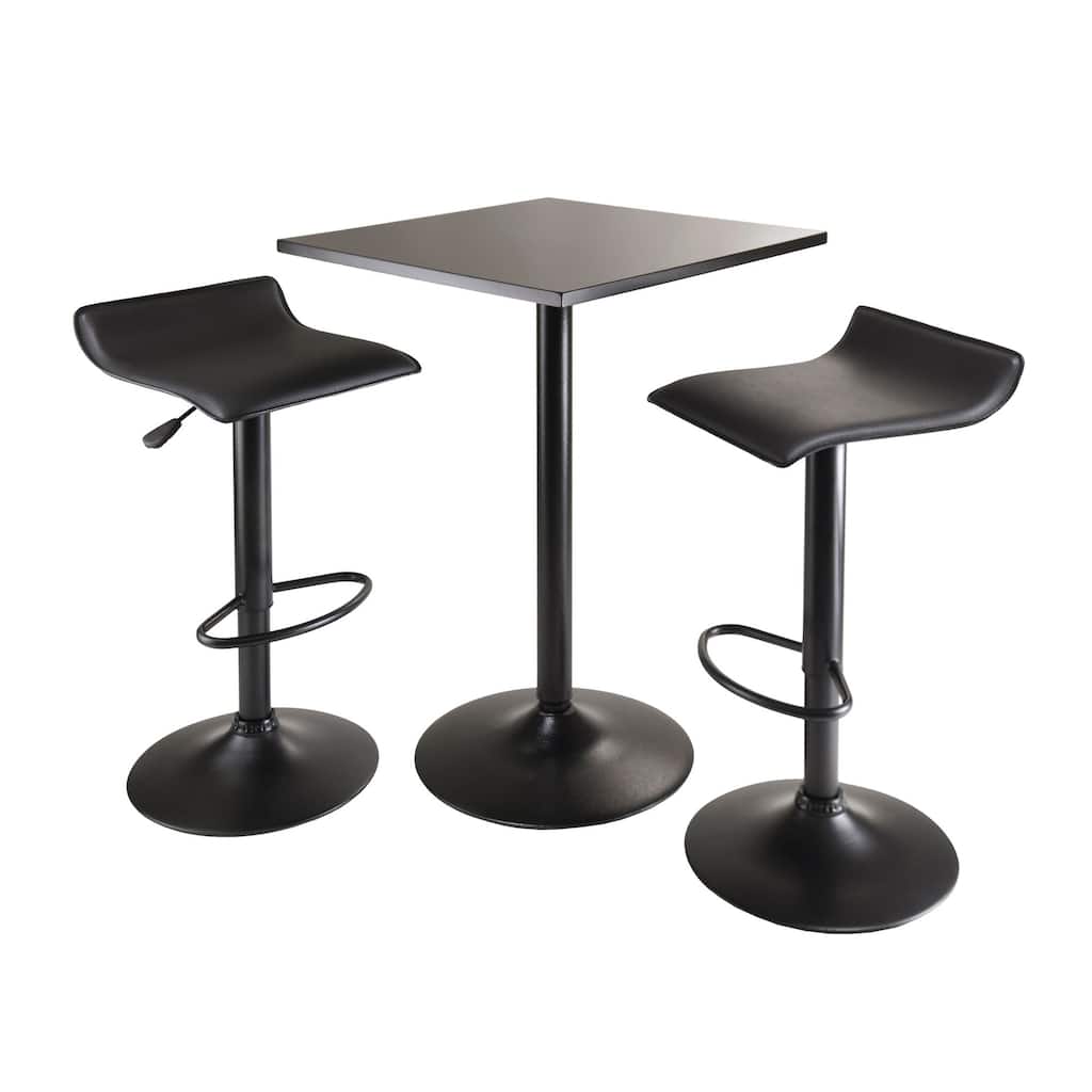 Set of 3 Black Contemporary Pub Table Set 34.5"