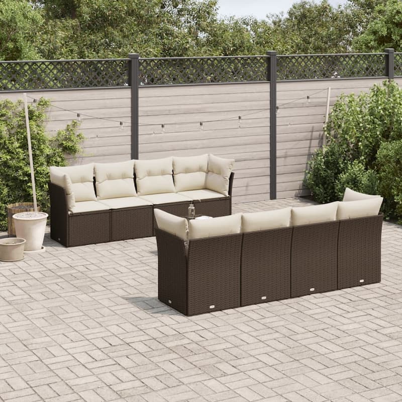 vidaXL Garden Sofa Set Brown, Cream White - 21.7 x 21.7 x 14.6
