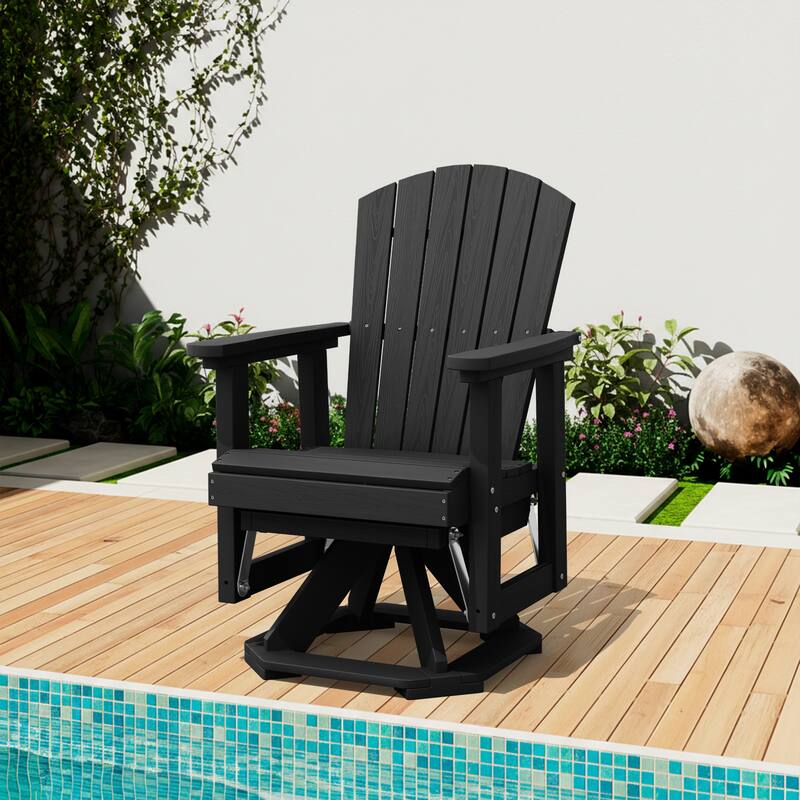 HDPE Adirondack Swivel Glider, Outdoor Patio Chair - 1 Piece - Black