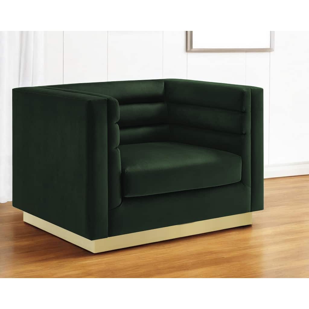 HomeRoots 34" Hunter Green Velvet Tufted Club Chair - 34' X '29.5' X '41.3