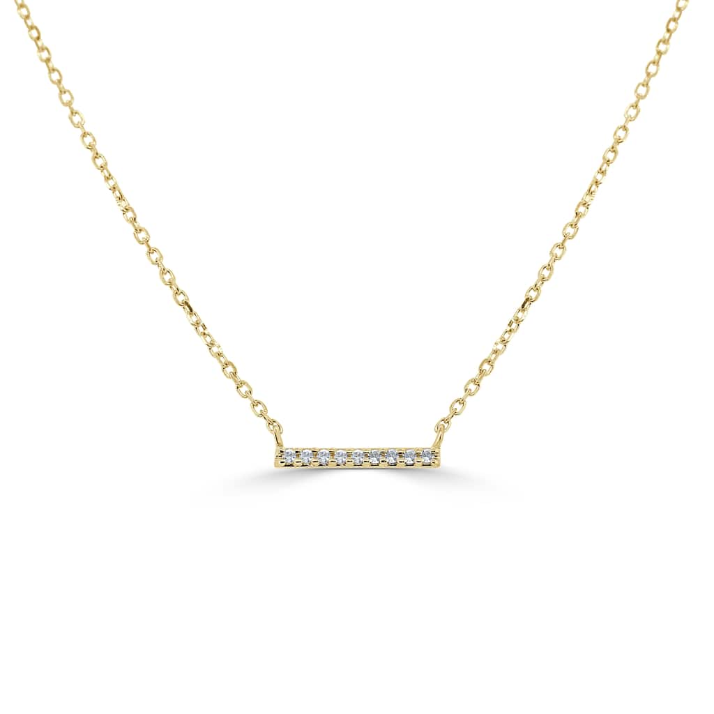 Joelle Collection Diamond Mini Bar Necklace 14K Gold 0.05ct