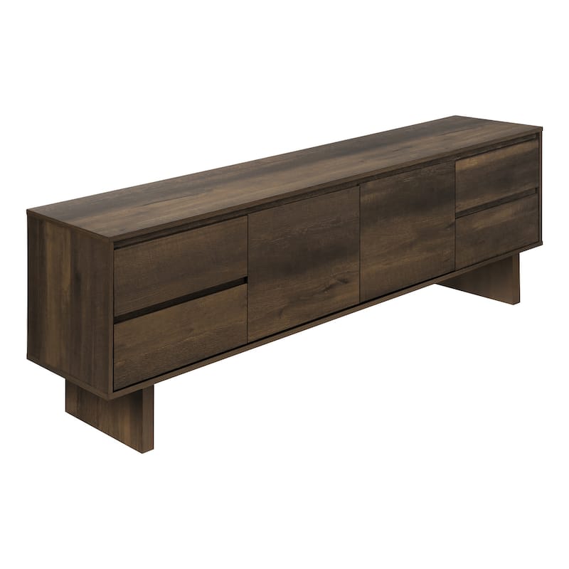 Tv Stand, 72 Inch, Console, Media Entertainment Center, Storage Drawers, Storage Cabinet, Brown Laminate, Transitional - Brown