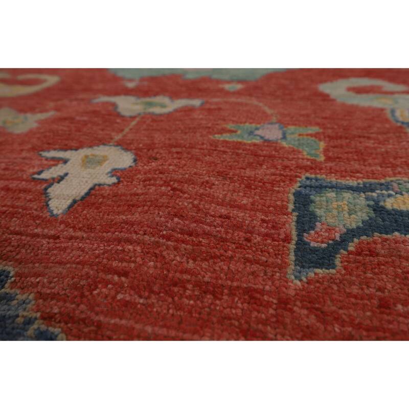 All-Over Orange Oushak Vegetable Dye Area Rug Handmade Wool Carpet - 8'11"x 11'8"
