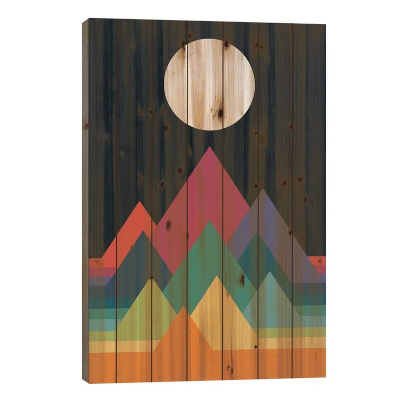 Whimsical Mountains Print On Wood by Andy Westface - Multi-Color - 26x18x1.5