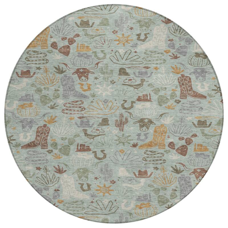 Machine Washable Indoor/ Outdoor Modern Ranch Chantille Rug