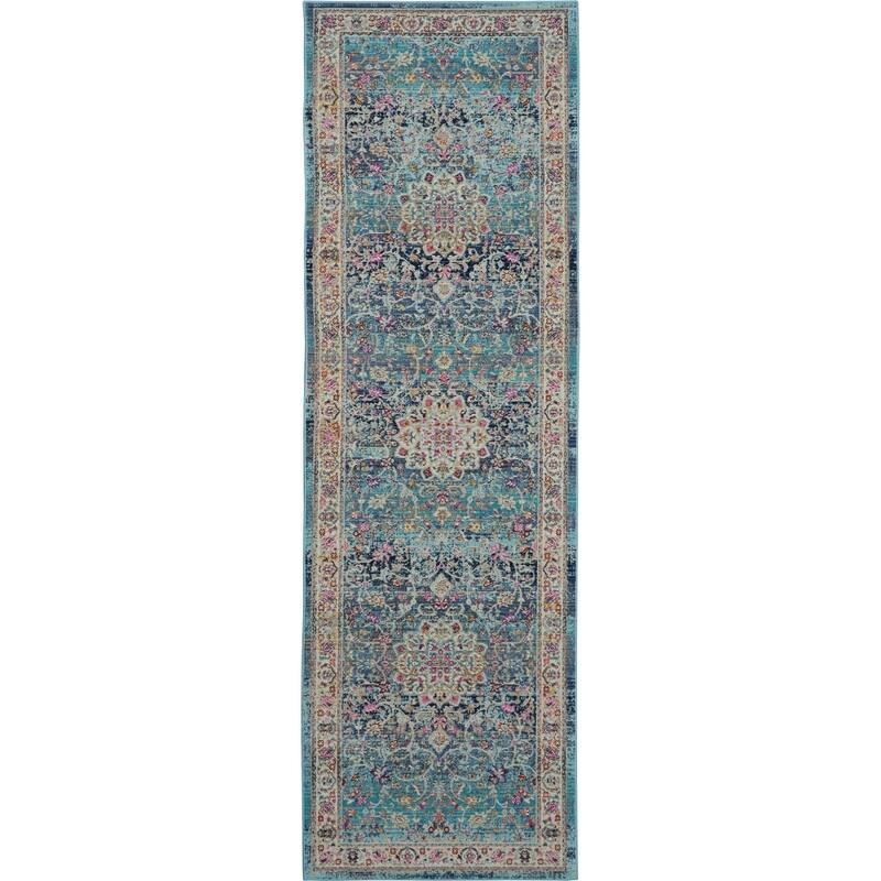 Fejel Power Loomed Distressed Abstract Floral Traditional Stain Resistant Area Rug By HomeRoots - 72' X '24' X '0.5