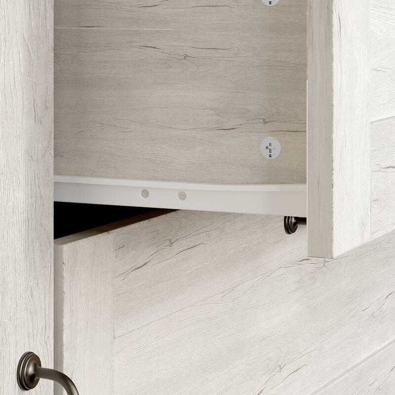 Bookcase Cabinet with Glass Doors and Drawers Multi-Purpose Storage Display Hutch for Living Room or Dining Room