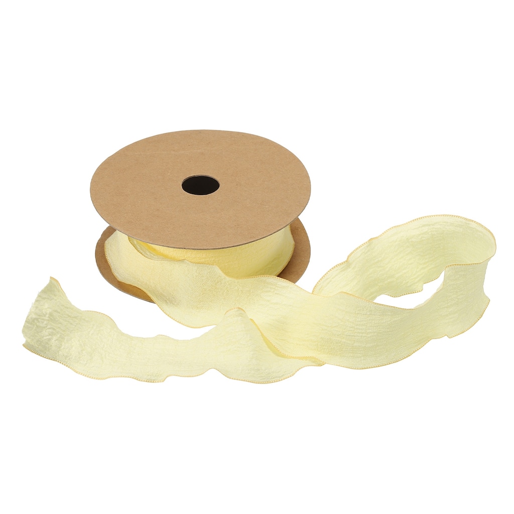 2pcs 1.5 Inch 10 Yard Satin Double Ruffle Edge Ribbon Solid Color